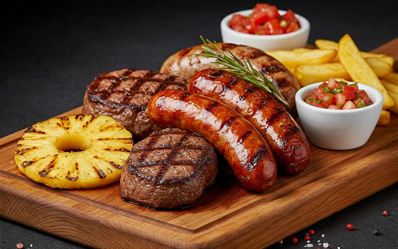 churrasco-servido Descubra os diferentes tipos de churrasco brasileiro por região - tradições, cortes e técnicas que fazem do Brasil o país do churrasco