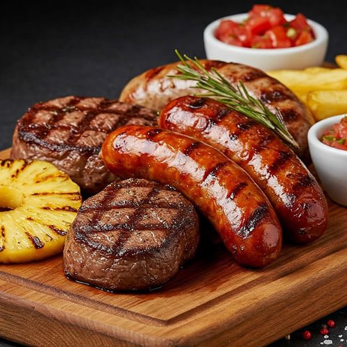 Churrasco servido na tábua