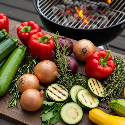 Variedade de legumes, queijos e hambúrgueres vegetais grelhados em churrasqueira. Guia completo para um churrasco vegetariano saboroso e criativo